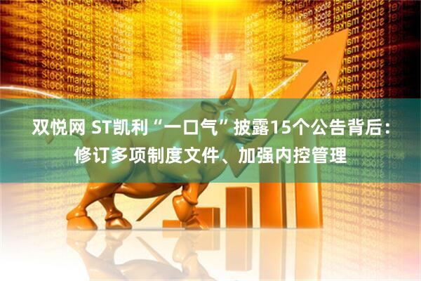 双悦网 ST凯利“一口气”披露15个公告背后：修订多项制度文件、加强内控管理