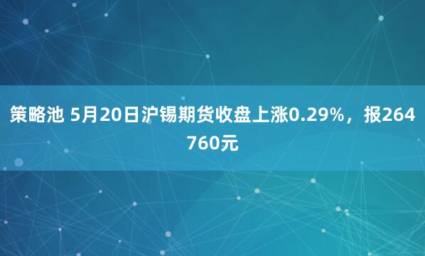 策略池 5月20日沪锡期货收盘上涨0.29%，报264760元