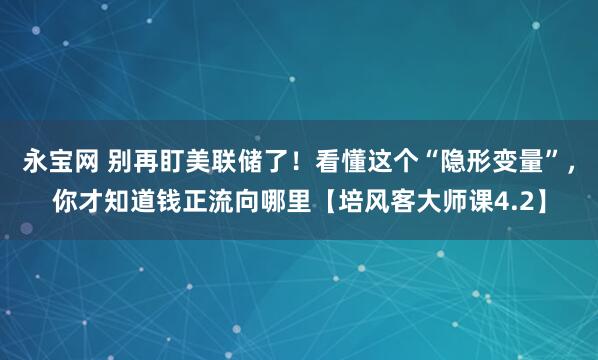 永宝网 别再盯美联储了！看懂这个“隐形变量”，你才知道钱正流向哪里【培风客大师课4.2】